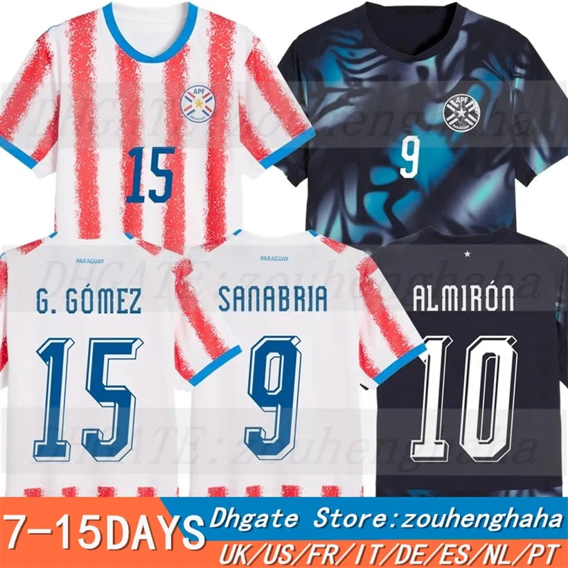 2026 Paraguay Mens Soccer Jerseys M. ALMIRON M. VILLASANTI J. ALONSO ENCISO Home - SitterJersey.com