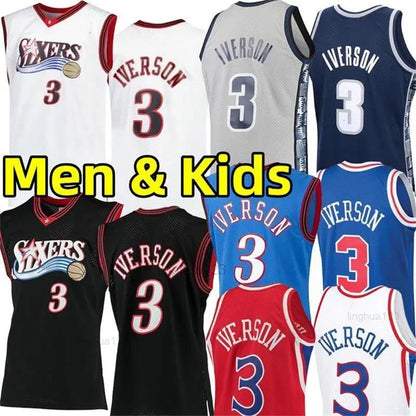 76erss Allen Iverson Jersey Retro Basketball Jerseys Men Youth Kids Georgetown H - SitterJersey.com
