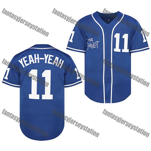 The Sandlot Baseball Jersey 11 Yeah-Yeah Blue Embroidered Baseball Sports Tops B - SitterJersey.com