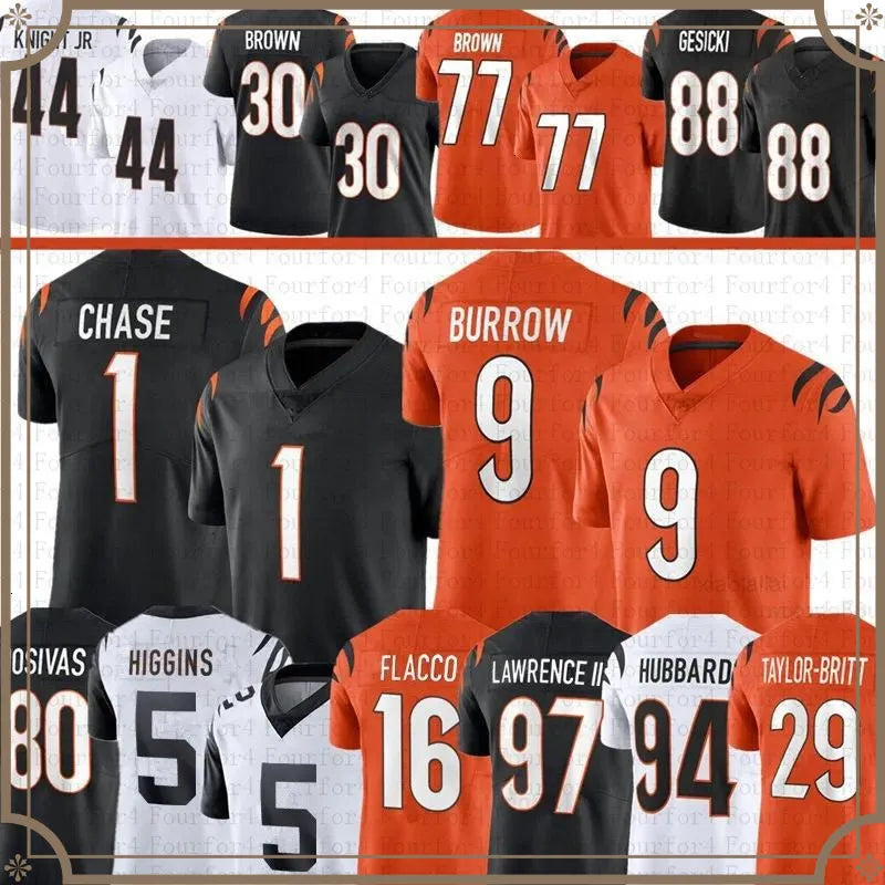 Joe Burrow JaMarr Chase Football Jersey Dexter Lawrence II Joe Flacco Tee Higgin - SitterJersey.com