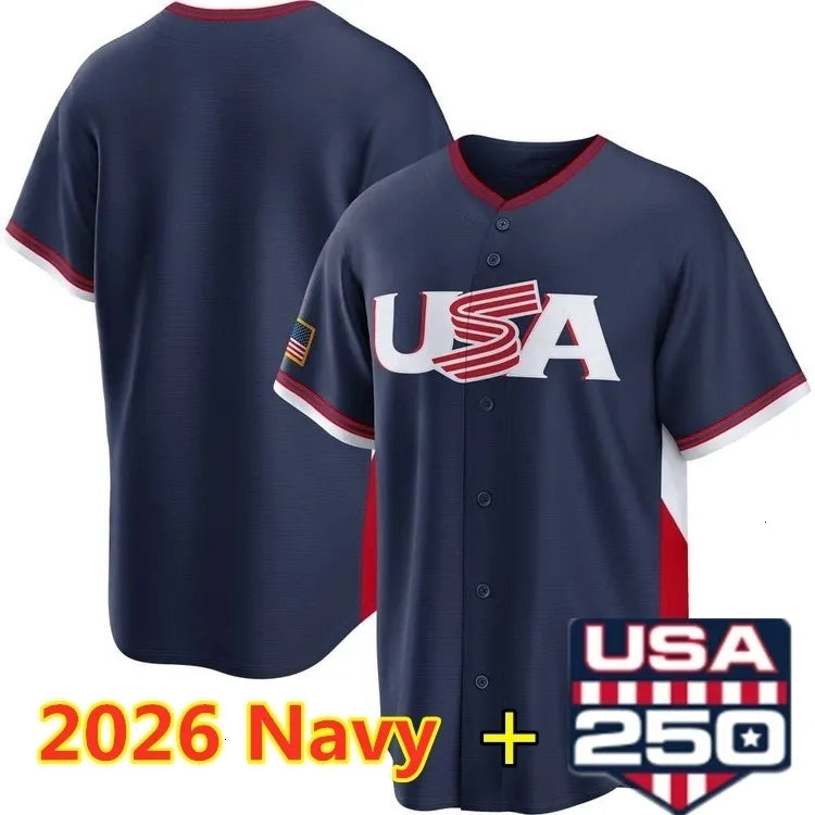 2025 2026 WBC USA Team Baseball Jersey Aaron Judge Bryce Harper Mookie Betts Bob - SitterJersey.com