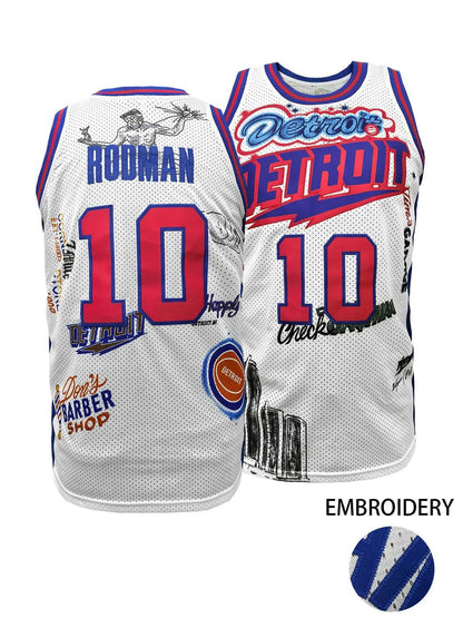 Men's Breathable #7 V-Neck Embroidered Basketball Jersey , Stretchy Polyester Ta - SitterJersey.com