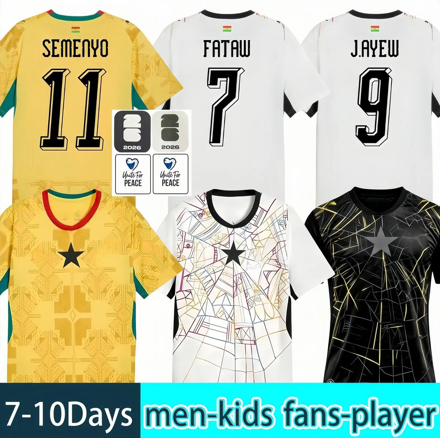 ghana jersey 2026 worldcup J.AYEW A.AYEW KUDUS SEMENYO WILLIAMS soccer jersey PA - SitterJersey.com