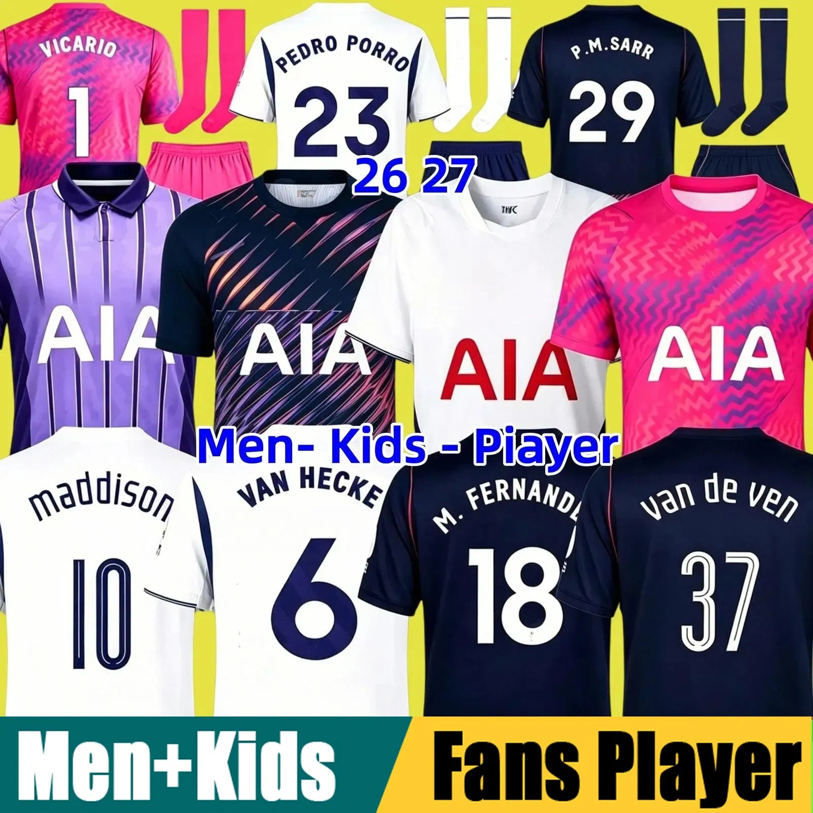 25 26 27 tottenham 1901 125th Anniversary XAVI Season SOLANKE GALLAGHER KUDUS MA - SitterJersey.com