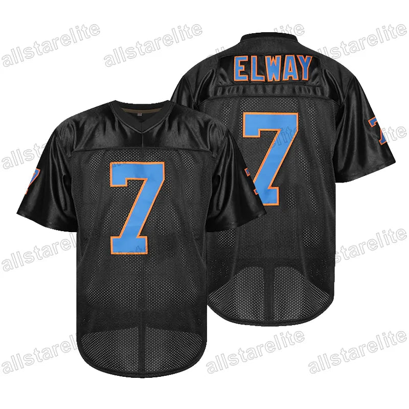 Men's #7 ELWAY Breathable V-Neck Football Jersey Orange Black, Perfect for Train - SitterJersey.com