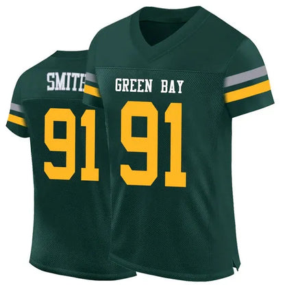 Embroidered Polyester Jersey, V-Neck Short Sleeve Sports Top, Loose Fit for Socc - SitterJersey.com