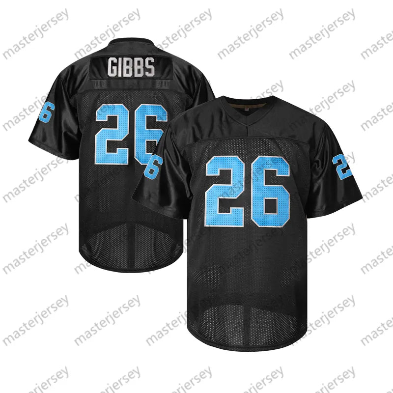 #26 Gibbs Men's Black Classic Embroidered V-Neck Rugby Jersey - Breathable, Shor - SitterJersey.com