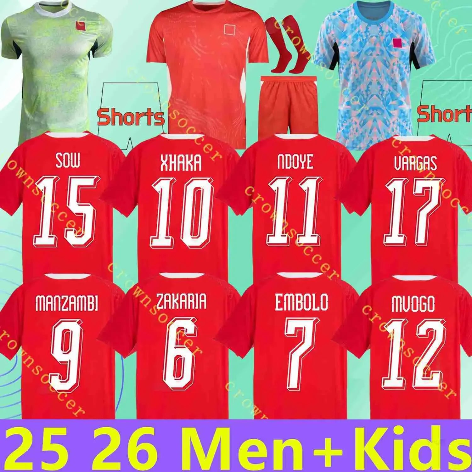 Switzerland National Team World Cup Soccer Jerseys ELVEDI AKANJI ZAKARIA SOW RIE - SitterJersey.com