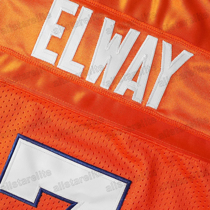 Men's #7 ELWAY Breathable V-Neck Football Jersey Orange Black, Perfect for Train - SitterJersey.com