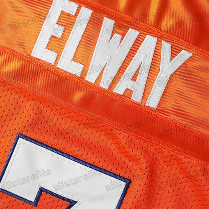 Men's #7 ELWAY Breathable V-Neck Football Jersey Orange Black, Perfect for Train - SitterJersey.com
