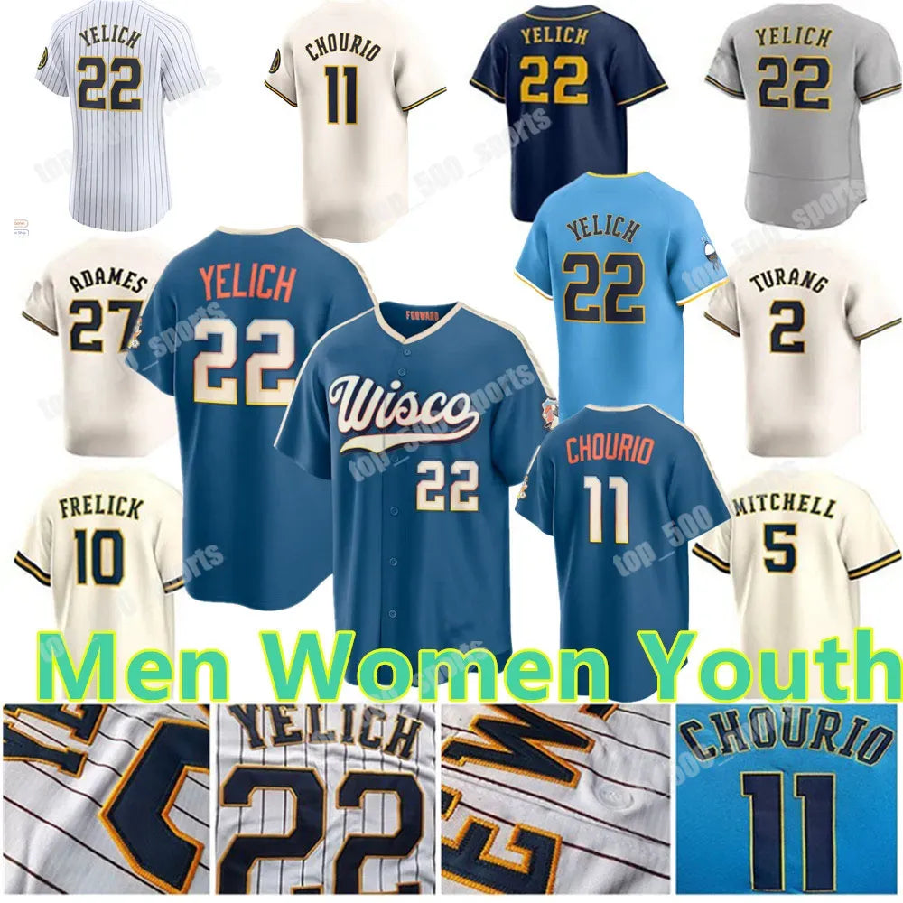 Custom 11 Jackson Chourio Christian 22 Yelich 10 Sal Frelick Jersey Luis Urias C - SitterJersey.com