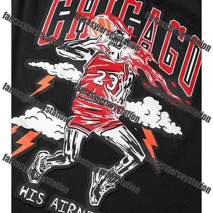 Men's Red Basketball Jerseys Chicagoes 23 Black Hip Hop Fashion Embroidered Stit - SitterJersey.com