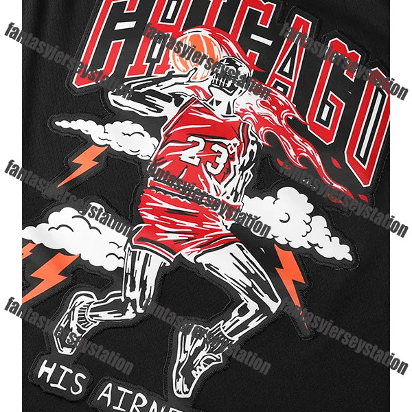Men's Red Basketball Jerseys Chicagoes 23 Black Hip Hop Fashion Embroidered Stit - SitterJersey.com