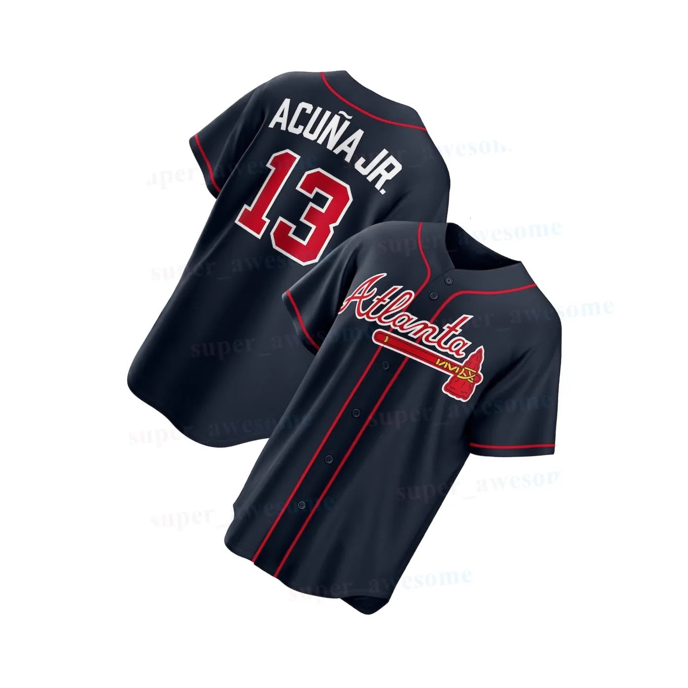 Ronald Acuna Jr Braves Baseball Jersey Matt Olson Ozzie Albies Austin Riley Chri - SitterJersey.com