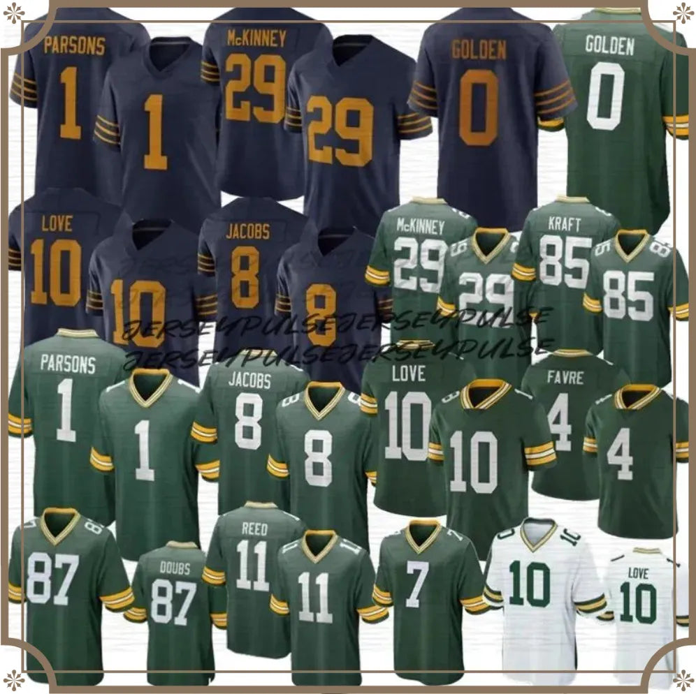 Green BayS Love PackersS Jersey Favre Josh Jacobs Matthew Golden Parsons Footbal - SitterJersey.com
