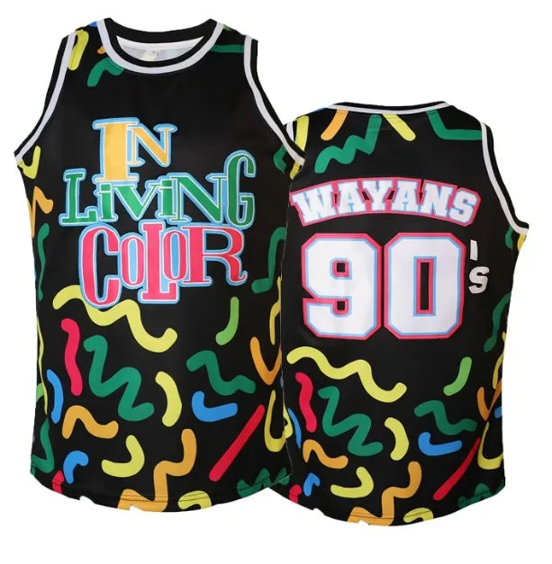 Men's 90 Wayans Basketball Jersey Black Movie Mesh Sleeveless Stitched Spot Good - SitterJersey.com