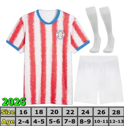 2026 Paraguay Mens Soccer Jerseys M. ALMIRON M. VILLASANTI J. ALONSO ENCISO Home - SitterJersey.com