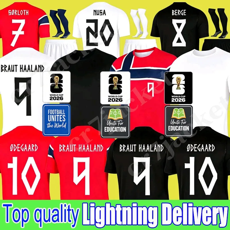 Norways HAALAND 2026 World Cup soccer jerseys SORLOTH NUSA AASGAARD HORN MYHRE D - SitterJersey.com