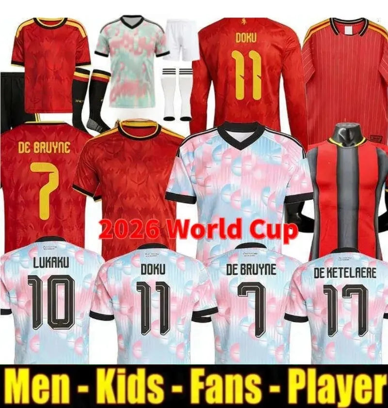 Belgium Jersey 2026 World Cup Soccer Jerseys DE BRUYNE R. LUKAKU E. HAZARD MERTE - SitterJersey.com