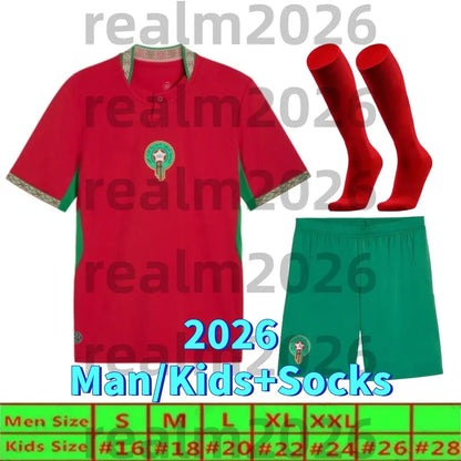 25 26 Morocco Soccer T Shirt NO10 Brahim HAKIMI ZIYECH Player Youth Sport Footba - SitterJersey.com