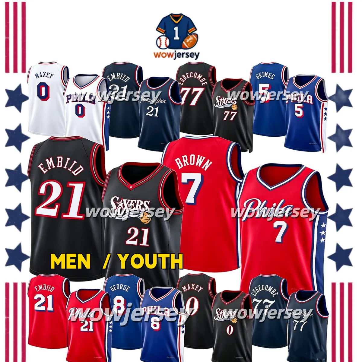 0 Maxey 2025 Basketball Jersey Iverson Embiid McCain George Harden Lowry Drummon - SitterJersey.com