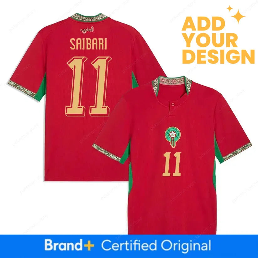 25 26 Morocco Soccer T Shirt NO10 Brahim HAKIMI ZIYECH Player Youth Sport Footba - SitterJersey.com