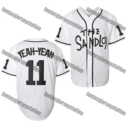 The Sandlot Baseball Jersey 11 Yeah-Yeah Blue Embroidered Baseball Sports Tops B - SitterJersey.com
