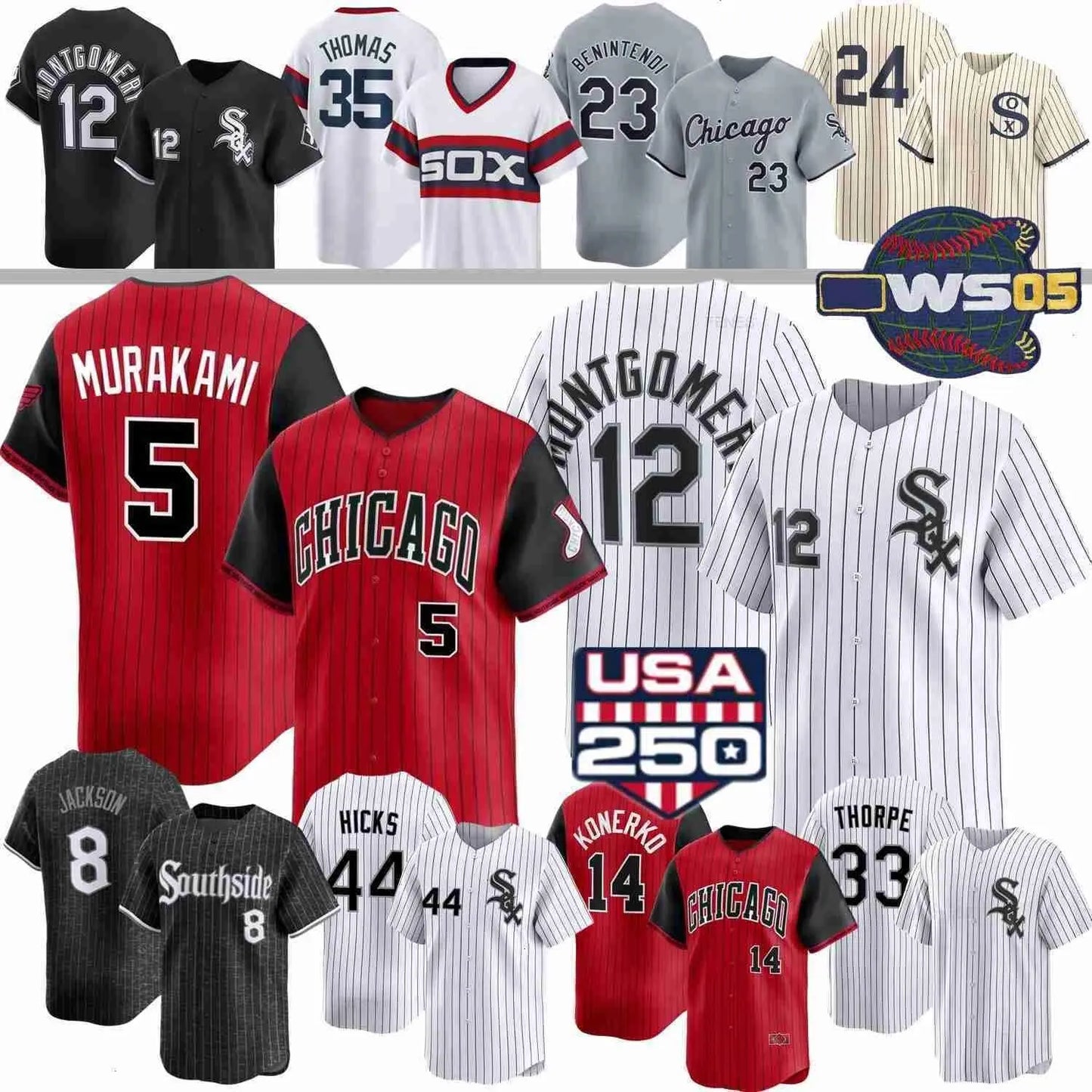 2026 White Sox Baseball Jersey Colson Montgomery Munetaka Murakami Kyle Teel Dre - SitterJersey.com