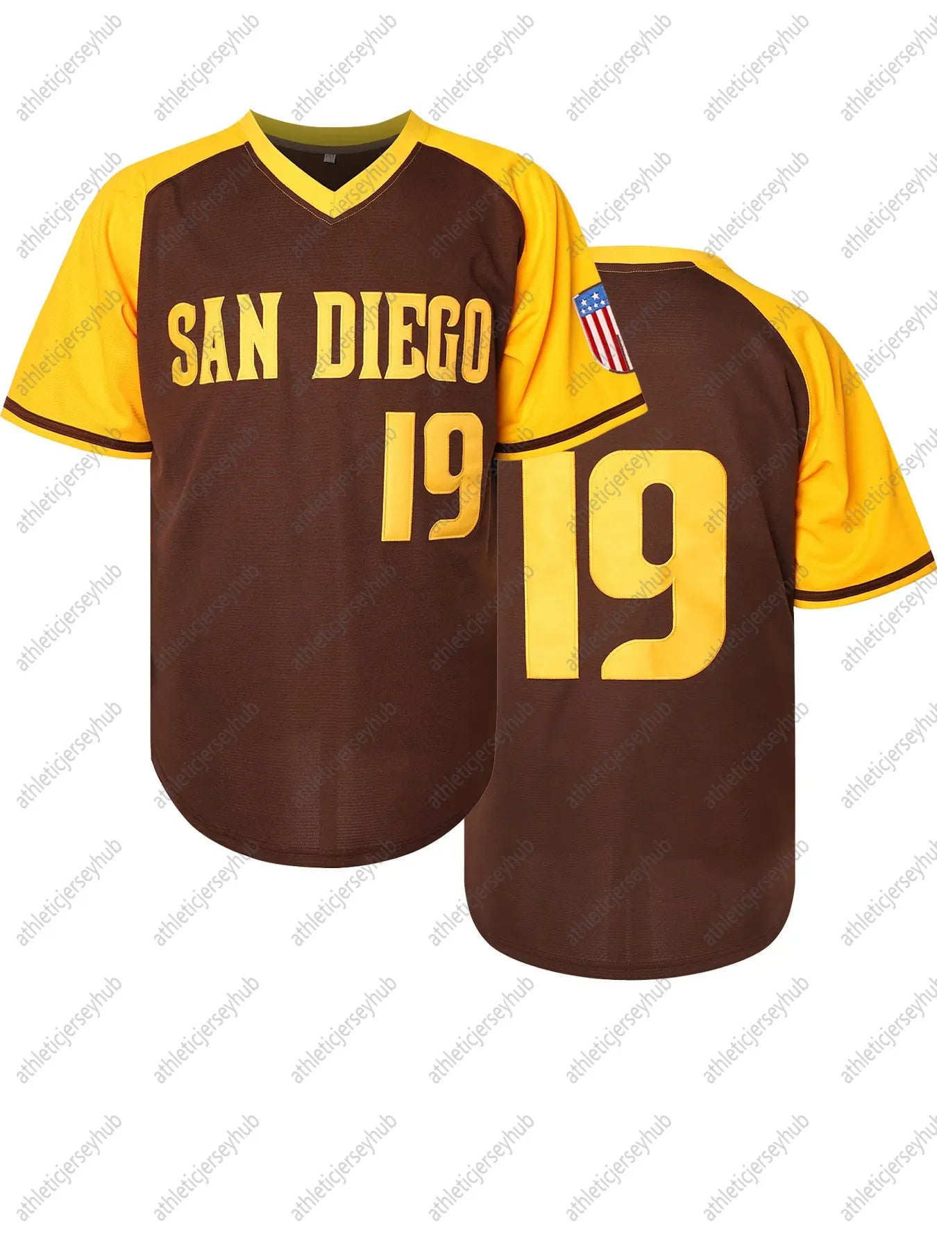 Vintage Sports Baseball Jersey Shirt - Polyester 100%, V-Neck, Embroidered Numbe - SitterJersey.com