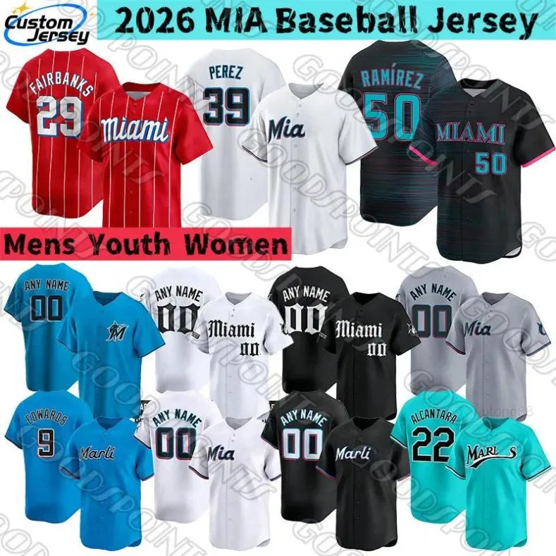 Miamis Marlins Jersey Eury Perez Sandy Alcantara Agustin Ramirez Fairbanks jerse - SitterJersey.com