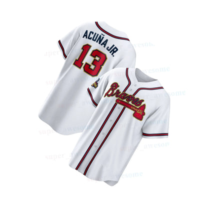 Ronald Acuna Jr Braves Baseball Jersey Matt Olson Ozzie Albies Austin Riley Chri - SitterJersey.com