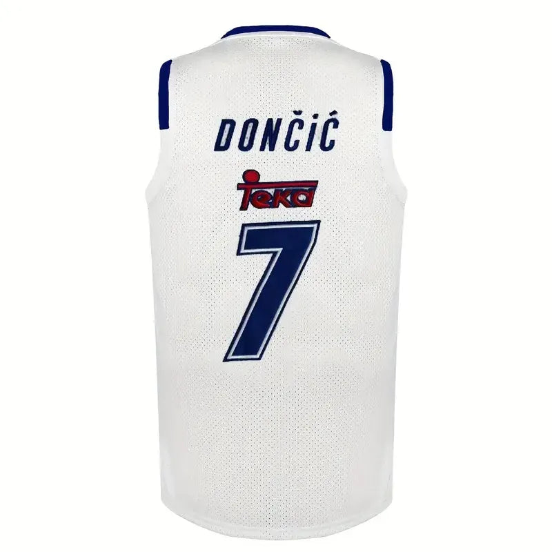 Men's Breathable #7 V-Neck Embroidered Basketball Jersey , Stretchy Polyester Ta - SitterJersey.com