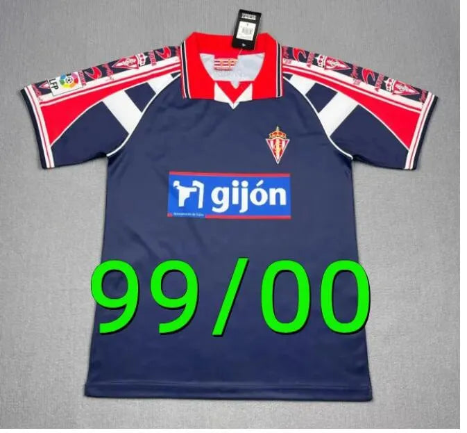4XL 26 27 Sporting de Gijon Soccer Jerseys 84 86 94 95 96 01 02 08 Retro David V - SitterJersey.com
