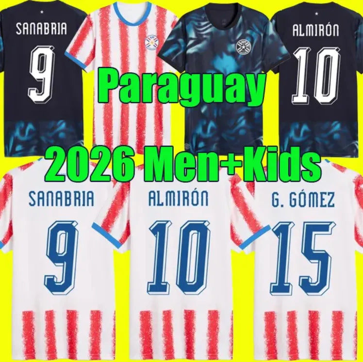 2026 Paraguay Mens Soccer Jerseys M. ALMIRON M. VILLASANTI J. ALONSO ENCISO Home - SitterJersey.com