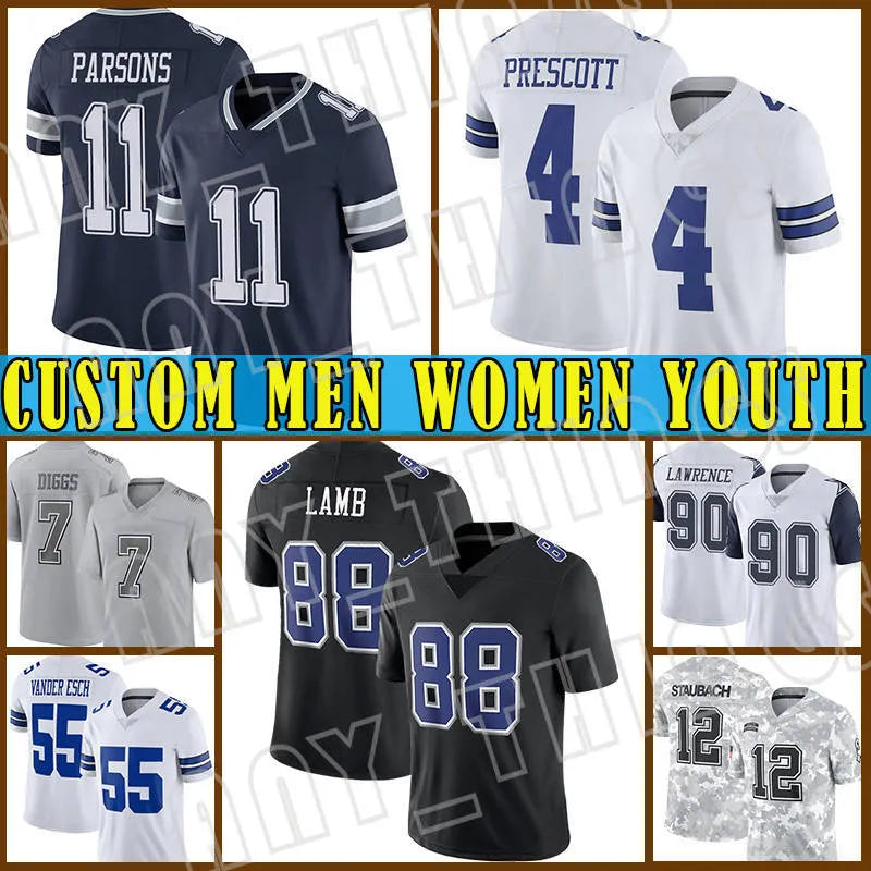 88 Lamb Parsons Prescott Diggs Aubrey 2024 Football Jerseys Ferguson Rush Stauba - SitterJersey.com