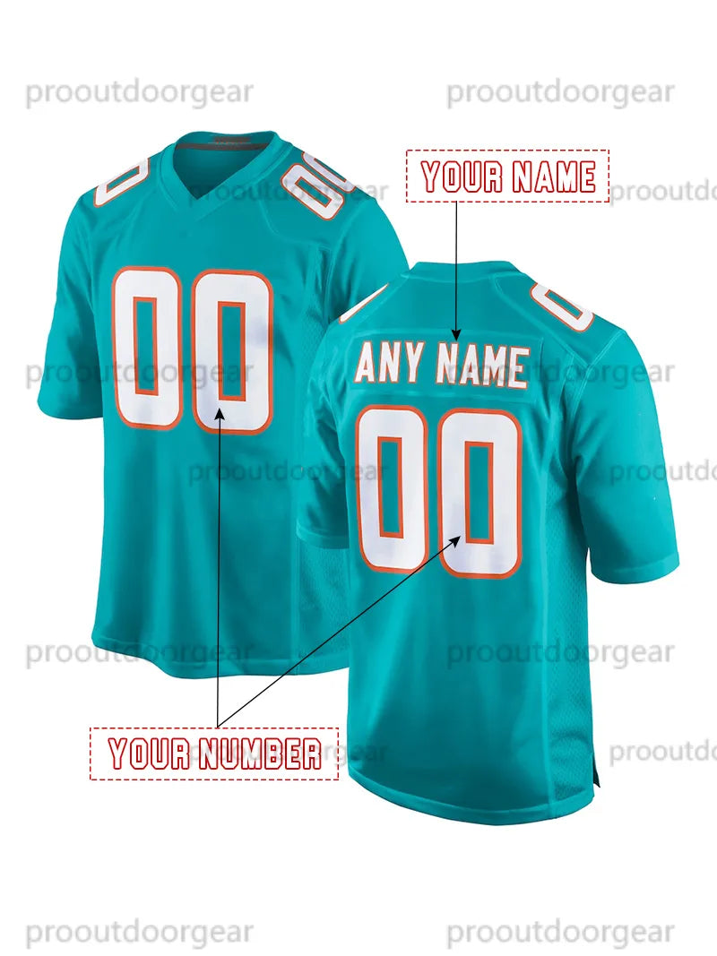 Custom Football Jersey Marino Hill Waddle Huntley Tagovailoa Thompson Achane Foo - SitterJersey.com