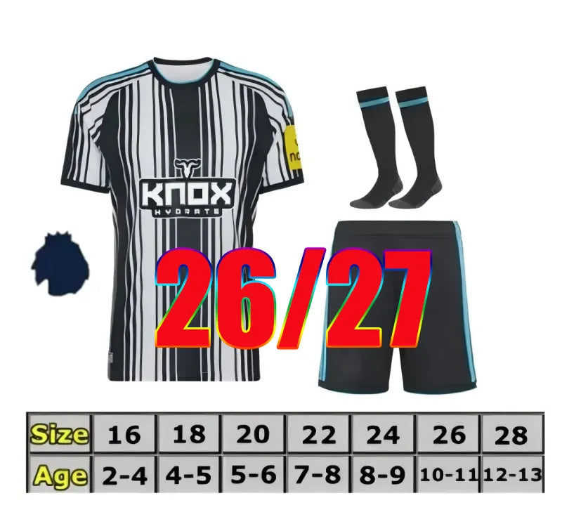 Newcastle 26 27 Football Shirt Black Children's Set Top BARNES BRONO G. Gordon I - SitterJersey.com