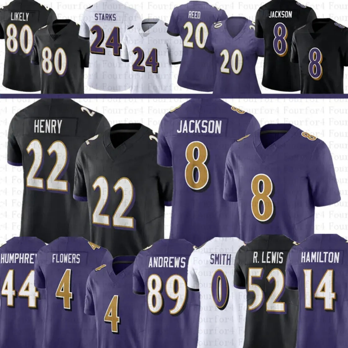 Trey Hendrickson Lamar Jackson Zay Flowers Derrick Henry Football Jersey Malaki  - SitterJersey.com