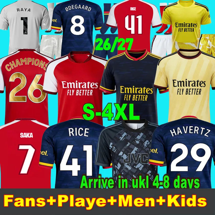 ArSeNallll 26 27 ALAFIORI soccer jerseys RICE SAKA Fans Player MADUEKE ZUBIMENDI - SitterJersey.com