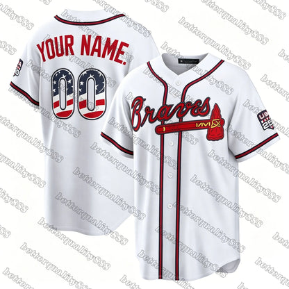 All-Star USA250 250th Ronald Acuna Jr. Braves Baseball Jersey 1 Ozzie Albies Spe - SitterJersey.com