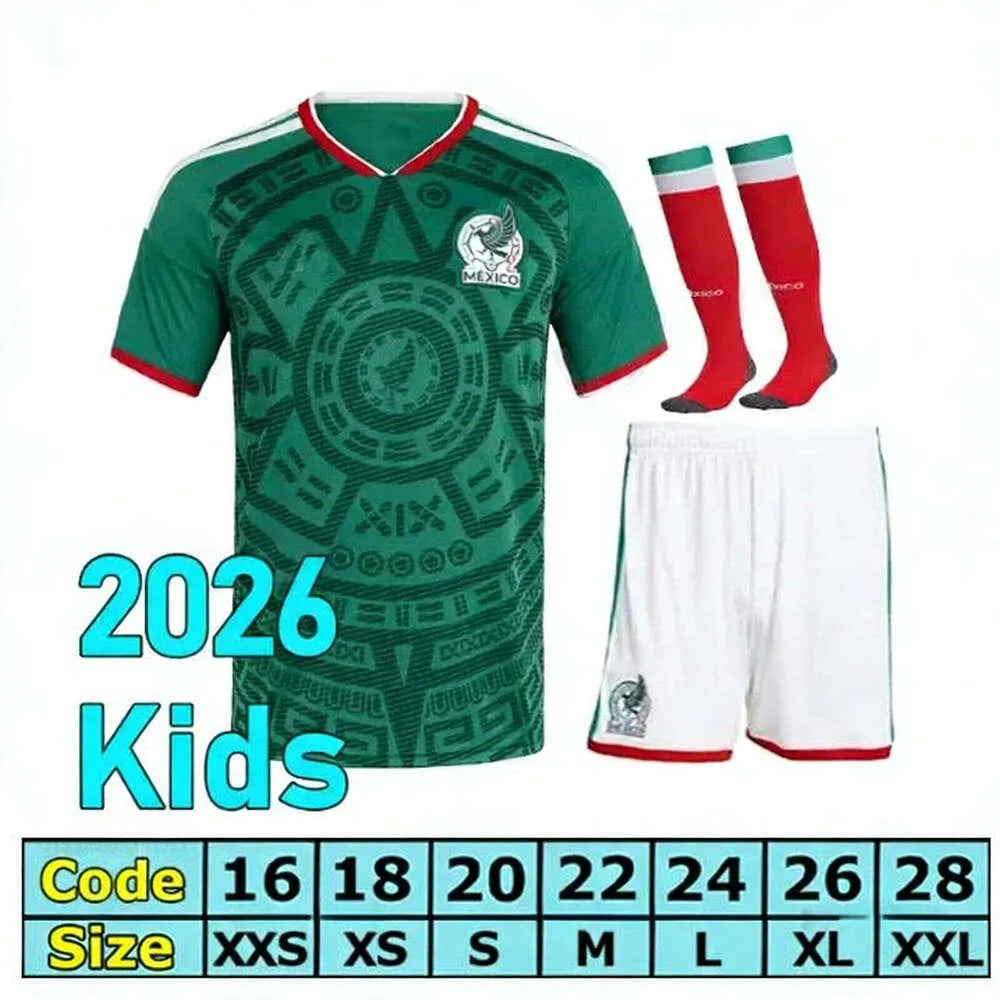 Mexico 2026 World Cup RAUL CHICHARITO Soccer Jersey 26 27 H LOZANO Kids Kit Foot - SitterJersey.com