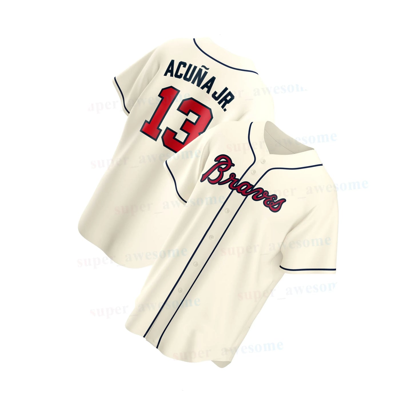 Ronald Acuna Jr Braves Baseball Jersey Matt Olson Ozzie Albies Austin Riley Chri - SitterJersey.com