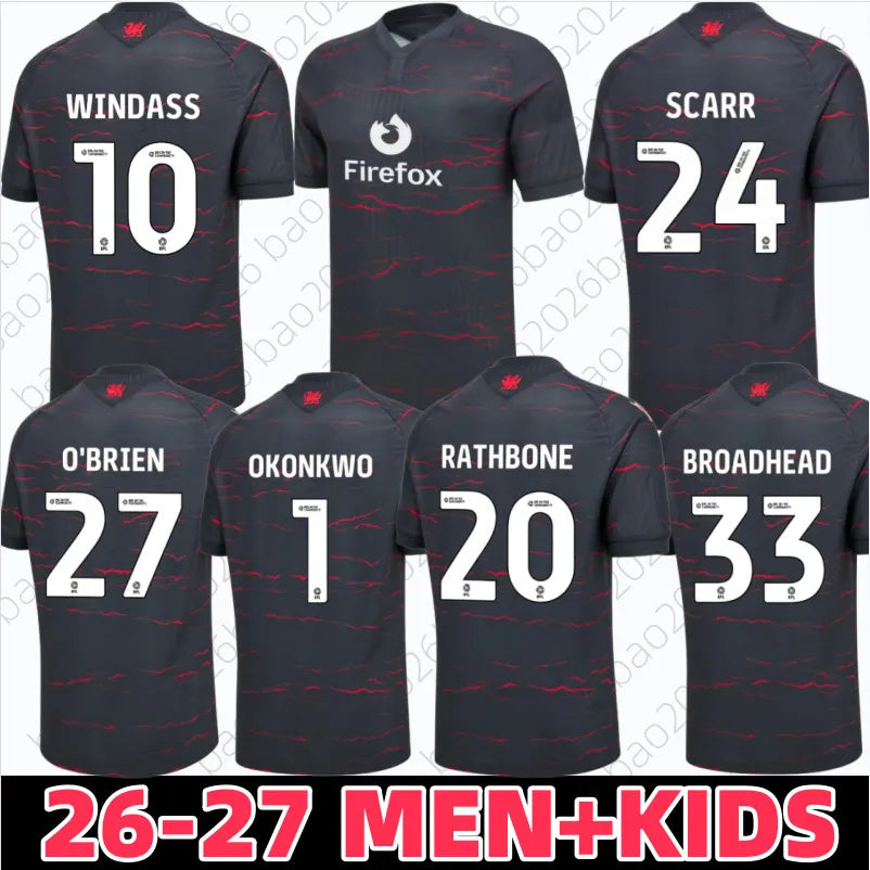 26 27 Wrexham soccer jerseys 2026 2027 WINDASS MOORE BATHBONE O'BRIEN SMITH BROA - SitterJersey.com